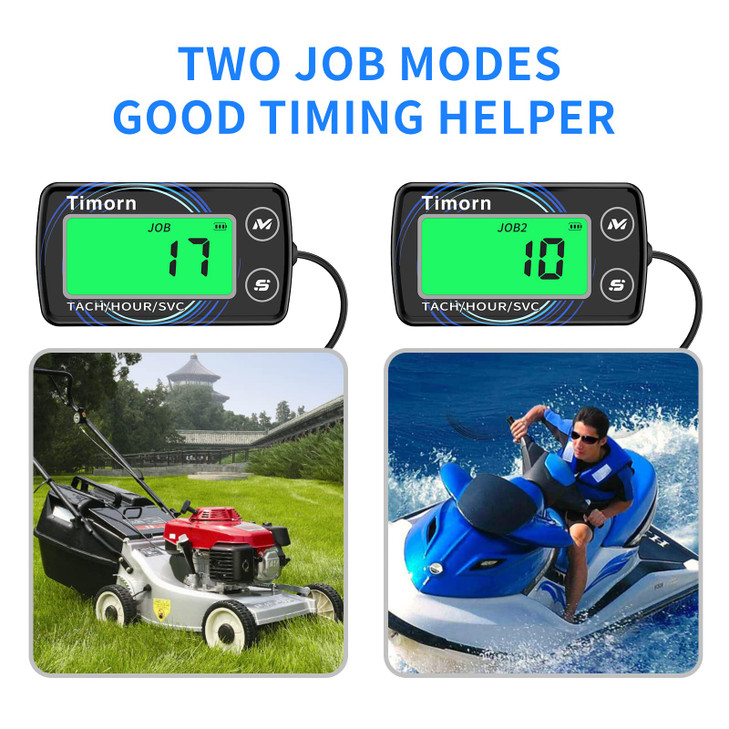 Small Engine Tachometer Hour Meter: Timorn Digital Inductive Waterproof Tiny Tach Meter & RPM Meter & HR Meter for Dirt Bike | Chainsaw | Lawn Mower