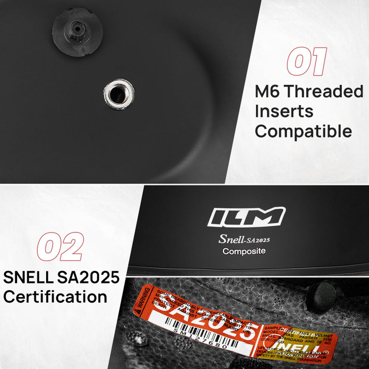 ILM Snell SA2025 Full Face Auto Car Racing Helmets for Men and Women Model 760(Matte Black, M)