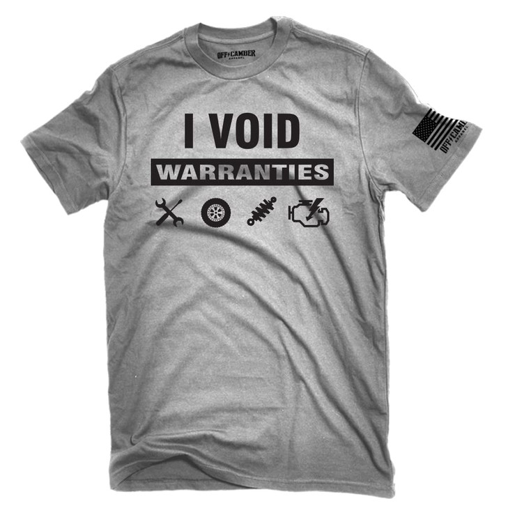 Off-Camber Apparel I Void Warranties Funny Mechanic Garage Automotive Off-Road Race t-Shirt Made in The USA (Large) Graphite Gray