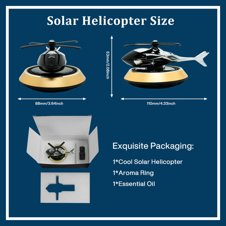 Joyfunky Car Air Fresheners with Solar Rotation, Creative Car Perfume Decoration, Relieve Stress and Purifie Odors, Use at Car Office and Home, Gold