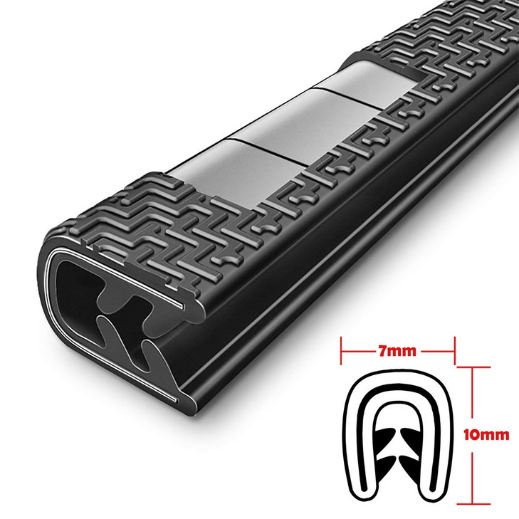 Universal Car Door Guards 33Ft(10M), Rubber U Shape Edge Trim Protection Strip, Black No-Glue Design Fits Most Vehicles