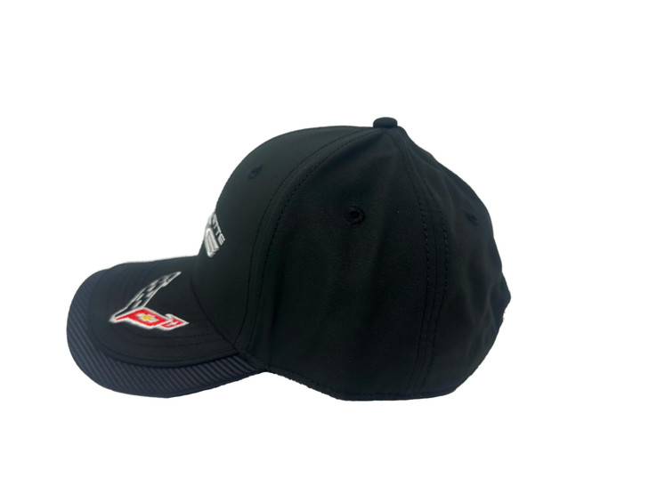 C8 Z06 Corvette Carbon Fiber Hat - Next Generation Flag Accent Cap - Officially Licensed by GM (Black)