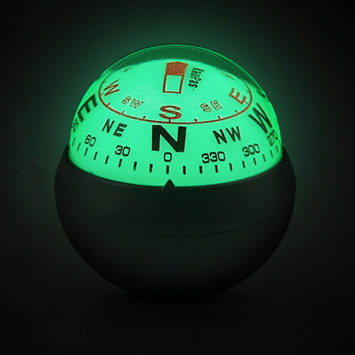 KanPas Dashboard Compass Ball with Double Dials for Cars Boats (V-32-L Luminous Version)