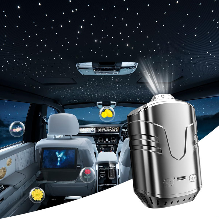 Laooteyy Car Star Projector with Smart Air Freshener Diffuser, Car Interior Decor, Ceiling LED Lights with 6 Scents, Vent Clip Roof Accent Light, Aut
