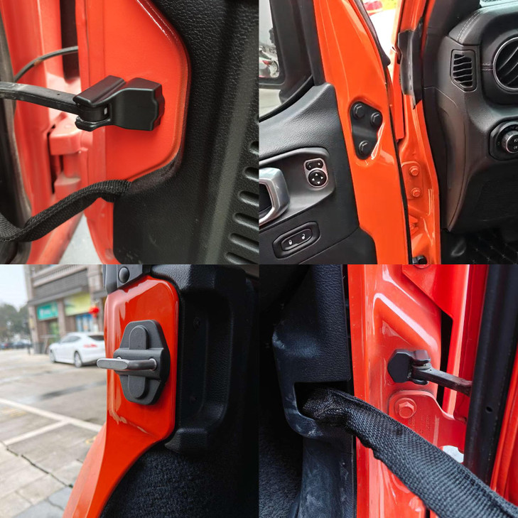Door Lock Decoration Cover Buckle Door Screw Protector Cover Limit Strap Hinges Footman Loop Bracket Cover ABS Decor Trim Accessories for Wrangler JL