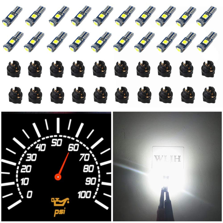 WLJH 74 Led Bulb Dash Lights Super Bright T5 2721 37 70 286 Wedge PC74 Twist Socket Automotive Instrument Panel Gauge Light Kits Cluster Shift Indica