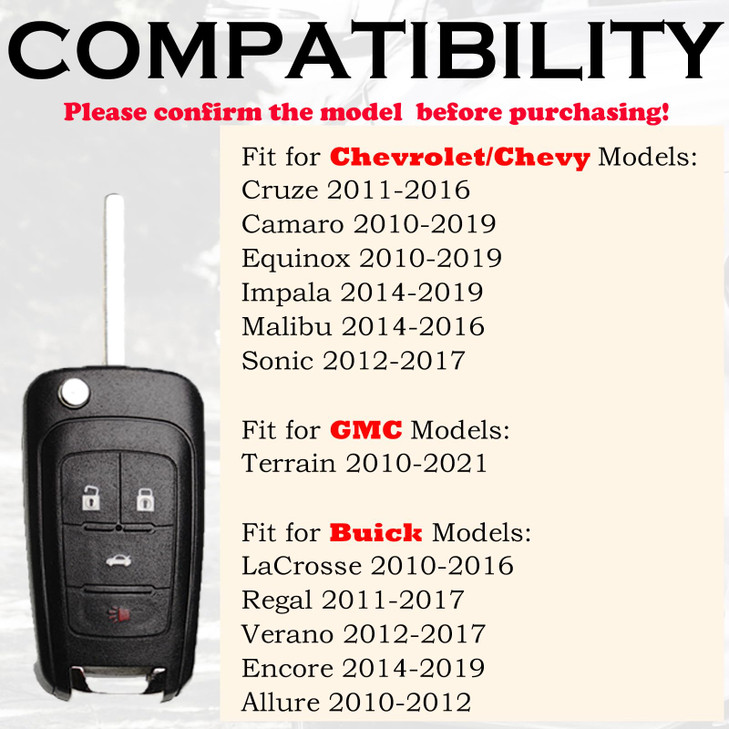 SUPALAND Keyless Entry Remote Control Key Fob Replacement Fits for Chevy Cruze Equinox Camaro Impala Malibu Sonic Buick Regal Verano Encore Allure La