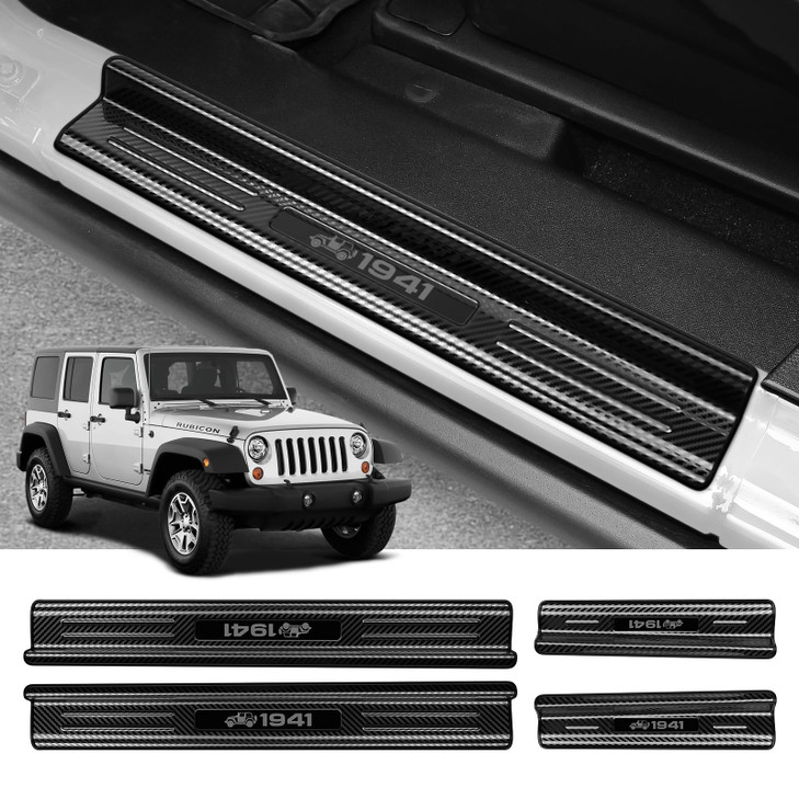 ZZEQYG 4 Pcs Stainless Steel Door Sill Protector Compatible with Jeep Wrangler JK Unlimited JKU Sport Sahara Rubincon 2007-2017 Accessories Front and