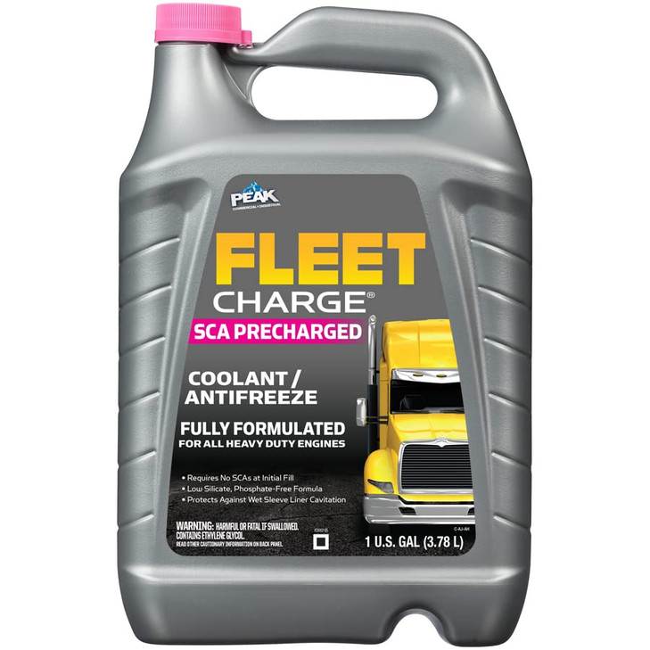 PEAK Fleet Charge SCA Precharged Concentrate Antifreeze and Coolant for All Heavy Duty Engine Cooling Systems, 1 Gal.