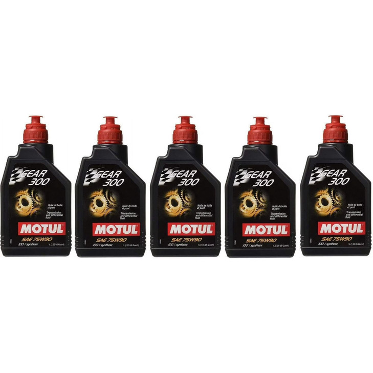 Motul 105777 Set of 5 Gear 300 75W-90 Transmission Fluid 1-Liter Bottles