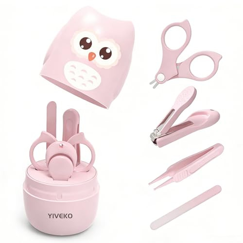 YIVEKO Baby Nail Kit, 4-in-1 Baby Nail Care Set with Cute Case, Baby Nail Clippers, Scissors, Nail File & Tweezers, Baby Manicure Kit and Pedicure ki