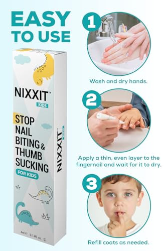 NIXXIT Nail Biting Prevention for Kids - Thumb Sucking Deterrent for Kids, Toddlers, Children - No Bite Nail Polish Pen - Bitter Taste - Safe & Effec