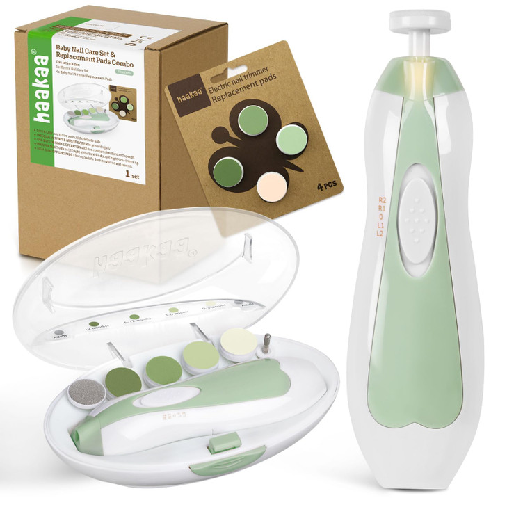 haakaa Baby Nail Trimmer Electric Baby Nail Clippers Kit for Newborn, Toddler or Adults Fingernails and Toenails Care, Baby Nail Care Set & Extra 4 R