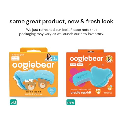 oogiebear Cradle Cap Brush Kit for Babies  Gentle and Safe Scalp Massage Care with Sponge, Brush, and Comb for Newborns and Babies