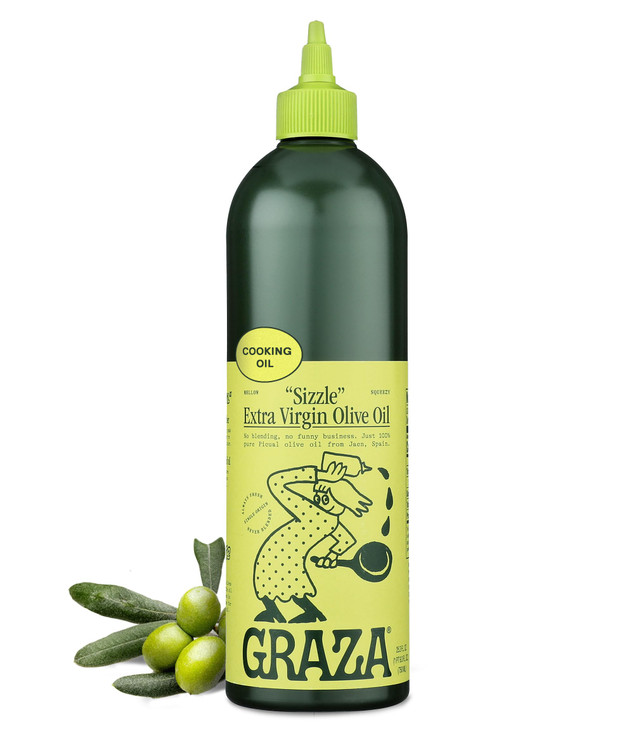 Graza Sizzle Extra Virgin Olive Oil, Cooking Oil - High Polyphenol Peak Harvest EVOO Cooking Oil in a Squeeze Bottle - Single Origin Olive Oils from