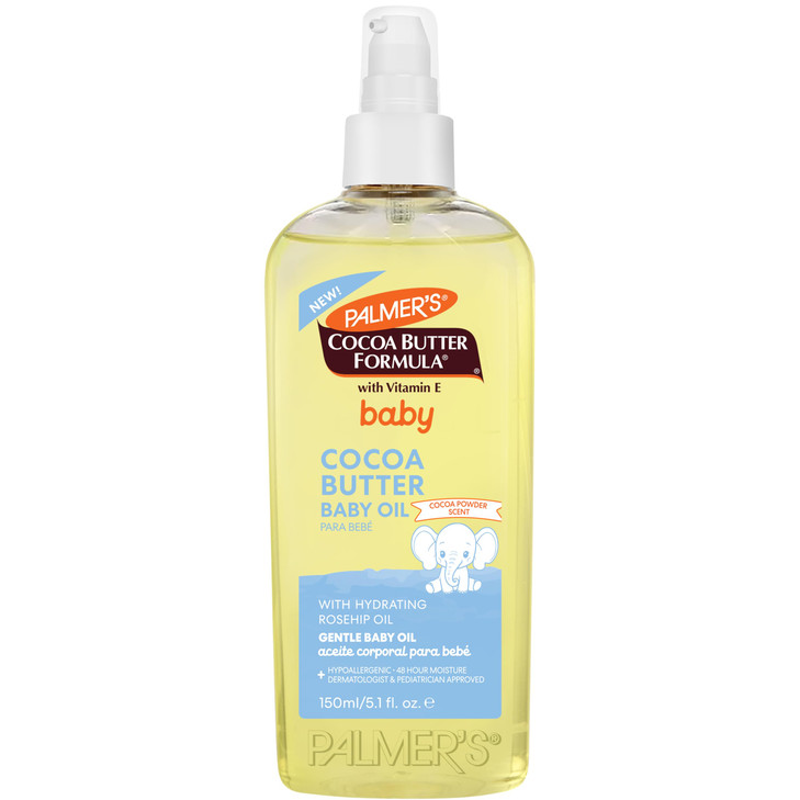 Palmer's Cocoa Butter Formula Gentle Baby Oil, 5.1 fl oz, Nourishing for Delicate Skin, Vitamin E Baby Essentials