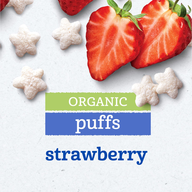 Gerber Stage 3 Baby Snacks, Organic Strawberry Puffs, Grain Snack, Baby Led Feeding, 6PK