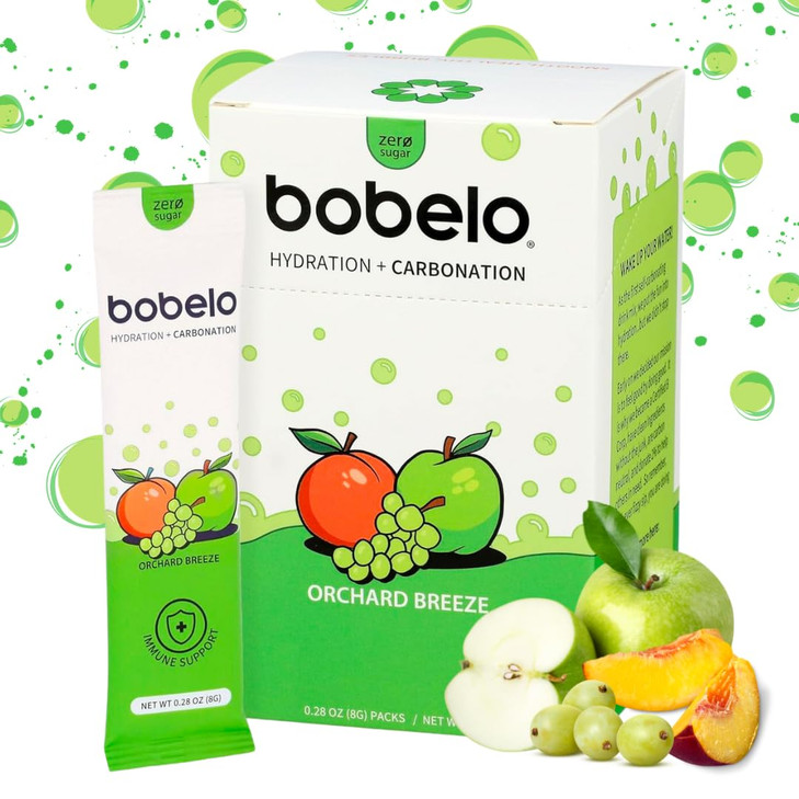 Bobelo Self Carbonating Hydration Packets, Orchard Breeze, 30 Pack, Sparkling Water & Soda Alternative, Sugar Free Electrolytes Powder Packets, Water