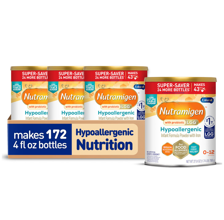 Enfamil Nutramigen Hypoallergenic Baby Formula with Iron, Lactose Free, Colic Relief from Cow's Milk Allergy Starts in 24 Hours, Brain Building DHA,