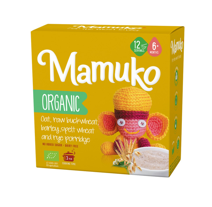 MAMUKO Organic Porridge - Multi Grain porridge Blend of Oats, Bright Buckwheat, Barley, Spelt, Rye & Grits - High Fiber porridge No Added Sugar, Milk