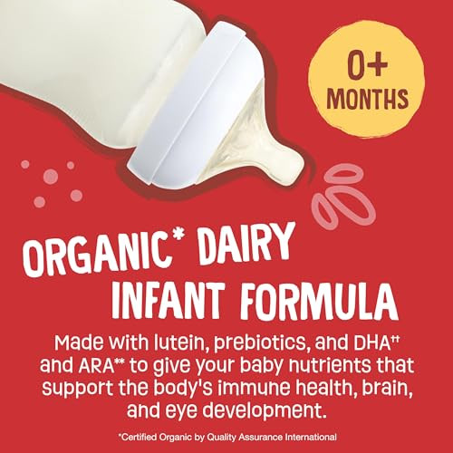 Earth's Best Organic Baby Formula for Babies 0-12 Months, Powdered Dairy Infant Formula with Iron, Omega-3 DHA, and Omega-6 ARA, 32 oz Formula Contai