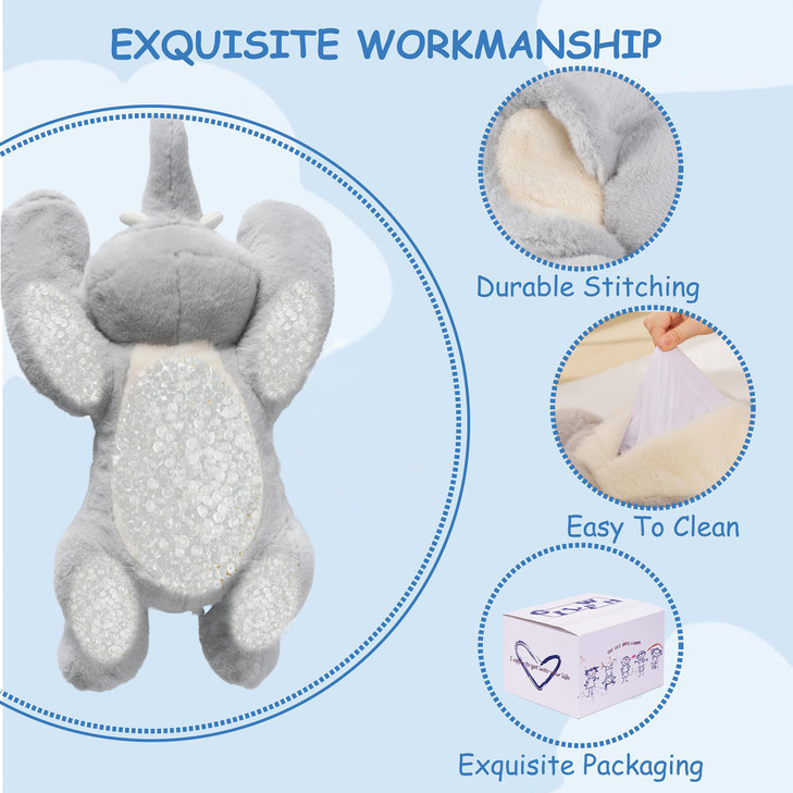 GILFWM Weighted Stuffed Animals Elephant - 25" Big Stuffed Animal Toy Pillow for Kids & Adults, 5 lbs Soft Washable Weighted Plush