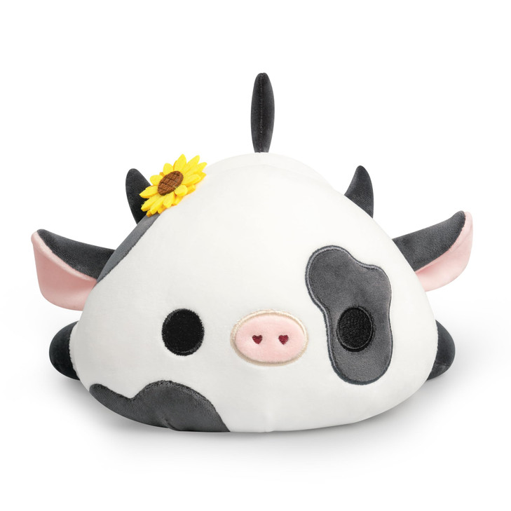 Onsoyours Cute Cow Plushie with Sunflower Headwear, Soft Stuffed Milk Love Cow Squishy Plush Animal Toy Flower Cow Pillow Gift for Kids (Sunflower Co