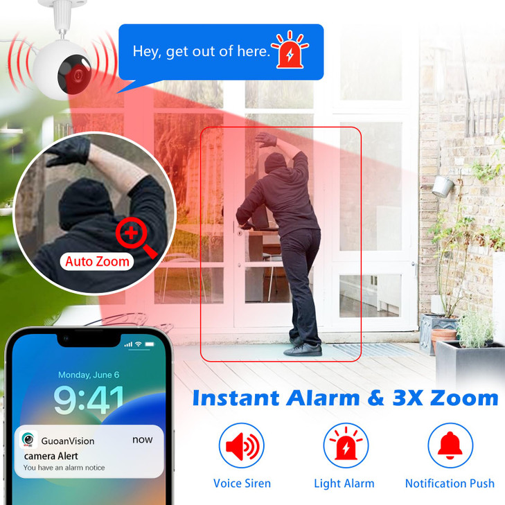 GUOANVISION 5G Security Camera Indoor/Outdoor, Baby Monitors Camera, Nanny/Pet/Dog Cameras with Phone App,IP66 Waterproof, Color Night Vision, White
