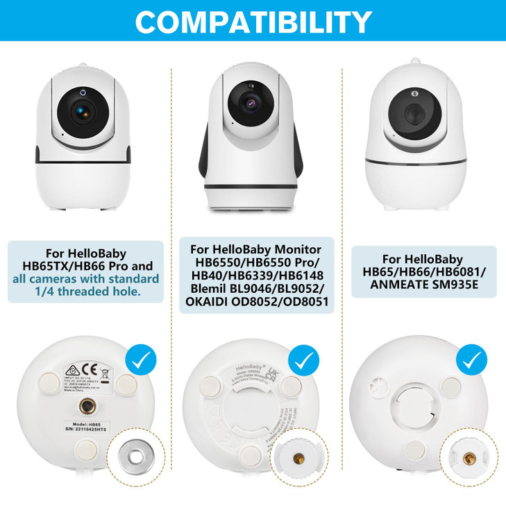 Adjustable Baby Monitor Mount for HelloBaby HB65/HB40/HB6550/HB6560/HB6148/HB66/HB6339/HB6550 Pro, ANMEATE SM935E, Universal Baby Monitor Wall Mount
