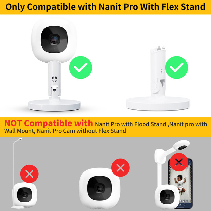 iTODOS Baby Monitor Mount Compatible with Nanit Pro Smart Baby Monitor & Flex Stand Baby Monitor, 8inches Flexible Arm Monitor Mount,Attach Your Baby