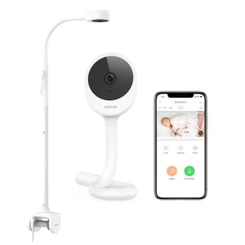NETVUE Peekababy Baby Camera with Wireless Audio, Adjustable Crib Mount Monitor, Works via 2.4GHz Wi-Fi for Wide Coverage & Stable Connection, Smart