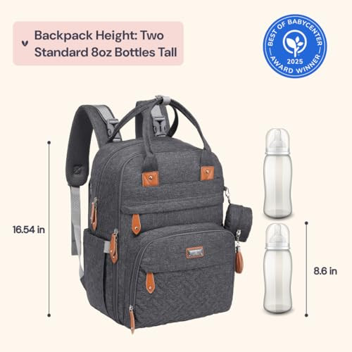 BabbleRoo Diaper Bag Backpack - Baby Essentials Travel Tote - Multi Function Water Resistant Diaper Bag, Travel Essentials Baby Bag with Changing Pad