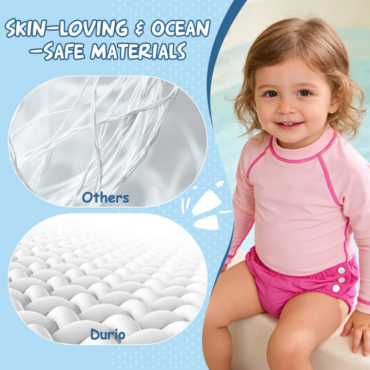 2PCS Reusable Swim Diapers - Toddler Baby Swim Diaper Washable Snap Pool Swimming Diaper Soft and Silky Waterproof Diapers for Swimming Lessons Boys