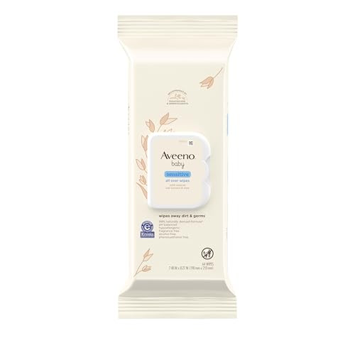 Aveeno Baby Sensitive All Over Wipes with Aloe & Natural Oat Extract for Face, Bottom, Hands & Body, pH-Balanced, Hypoallergenic, Fragrance-, Phenoxy