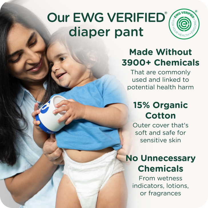 SmartyPants Pull Up Style Diapers | EWG Verified Safe & Plant-Based | Quilted 360 Waistband, Super Absorbent for Overnight Leak Protection | Training