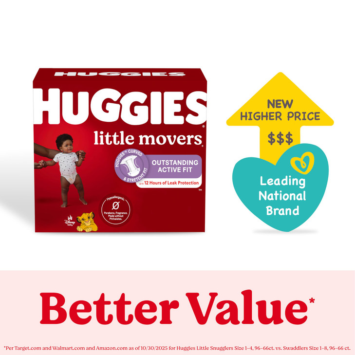 Huggies Size 5 Diapers, Little Movers Baby Diapers, Size 5 (27+ lbs), 104 Count, Packaging May Vary