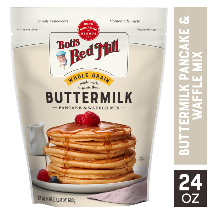 Bob's Red Mill Organic Buttermilk Pancake & Waffle Mix, 24 oz (Pack of 1) - Organic, Kosher, Packaging May Vary