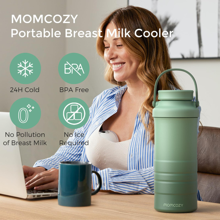 Momcozy 22oz Portable Breast Milk Cooler for Outdoor, Life Saver with 360° Total Cooling for 24 Hours, Larger Capacity Travel Breastmilk Chiller with