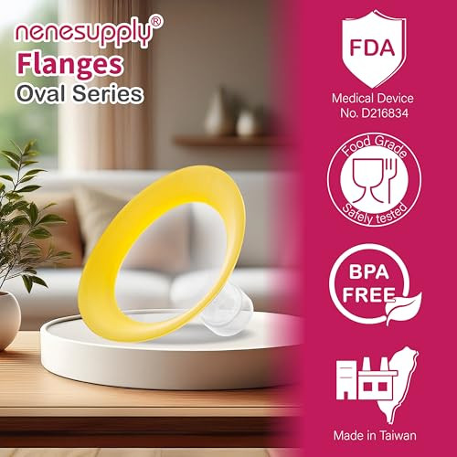Nenesupply 19mm Oval Flanges Compatible with Medela Breast Pump Parts Replace 19mm Medela Flange Accessories. Work with Pump in Style Parts Symphony