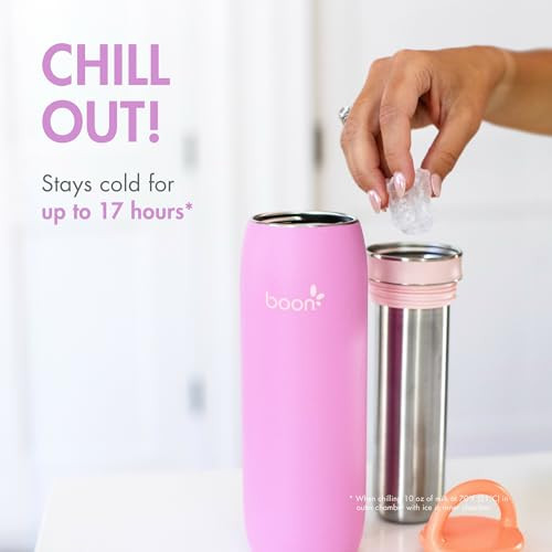Boon Frosh Portable Breast Milk Chiller - Stainless Steel Cooler and Storage Container - Purple - Keeps Milk Cold for up to 17 Hours