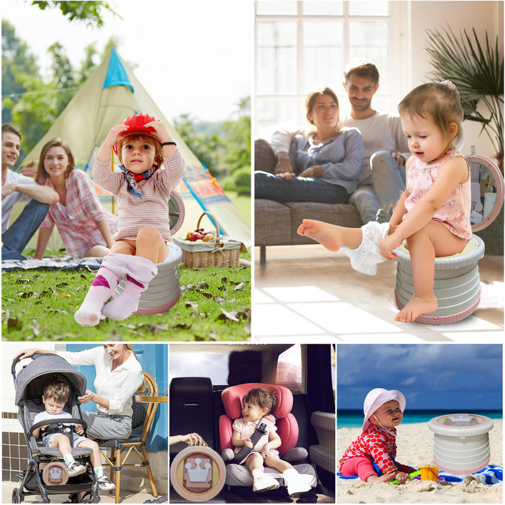 Portable, Foldable Potty seat for Toddler, Training Toilet Seat Emergency Toilet The Bottom Has the Function of Storing Garbage Bags for Car, Camping