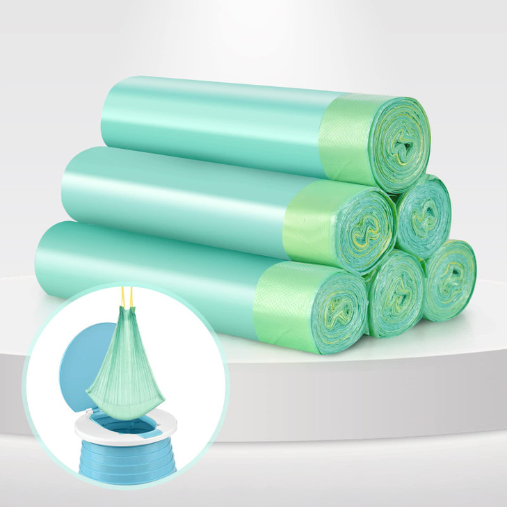 VISATOR Portable Travel Potty Chair Liners Bags Universal with Drawstring, 90 PCS (18 * 20INCH) (Green)