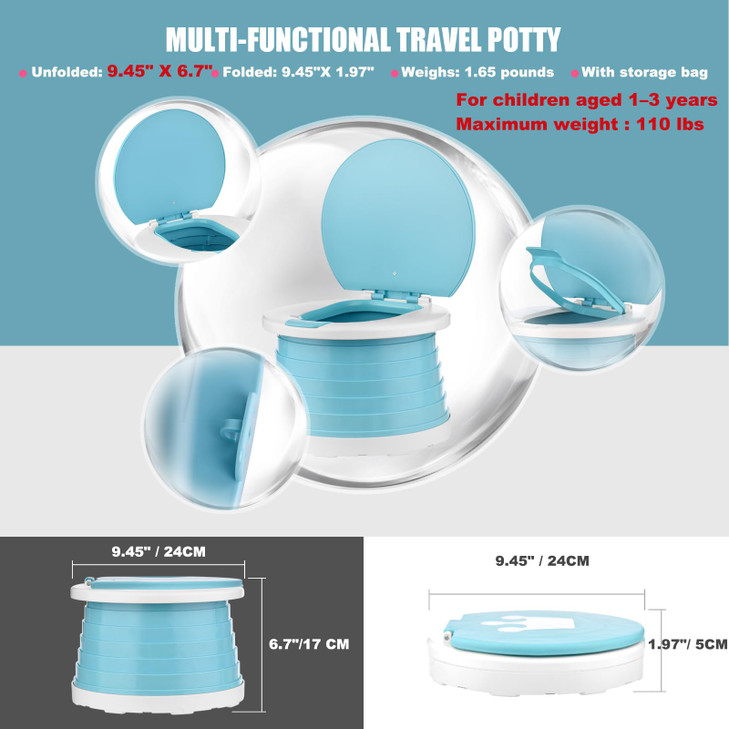 Portable Potty for Toddler Travel Foldable Potty Seat for Toddler Training Toilet for Kids Boys Girls Car On The Go Potty Travel Toilet Chair for Cam