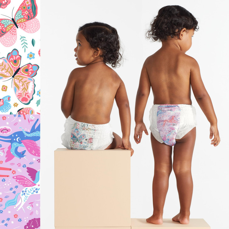 The Honest Company Clean Conscious Training Pants for Sensitive Skin, Hypoallergenic, Fragrance-Free, Magical Moments Butterfly Kisses Size 2T/3T (up