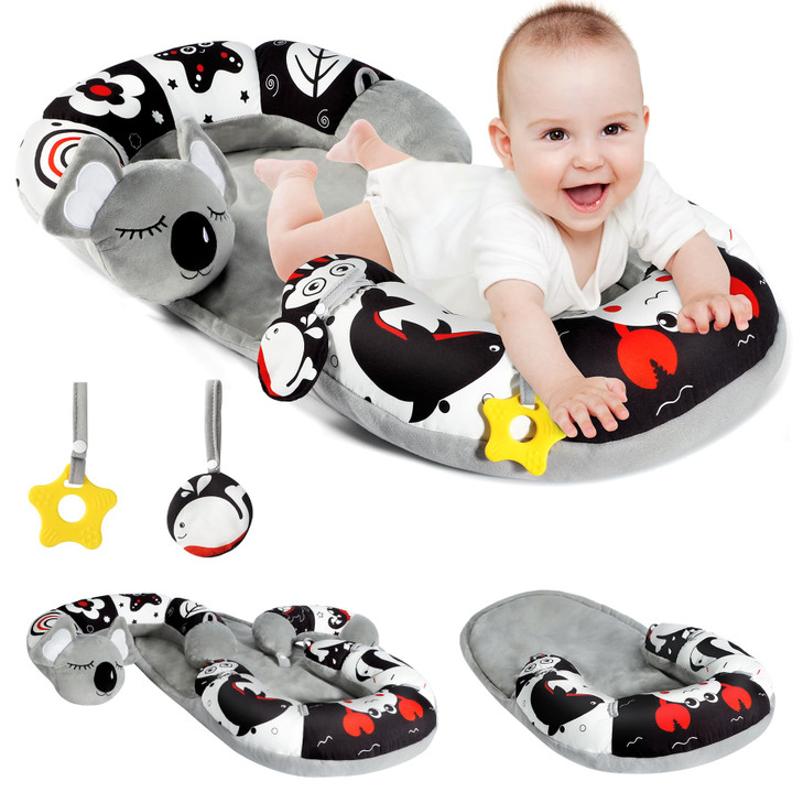 URMYWO Tummy Time Activity Mat - Cozy Tummy Time Mat for Newborn 0-12 Months, Breathable and Soft Infant Baby Sit Me Up Floor Seat Early Sensory Deve