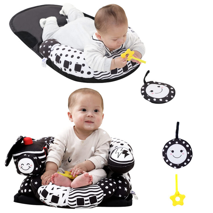Lovvie & Joy 2-in-1 Tummy Time Mat & Seated Support Pillow,Baby Tummy Time Pillow Support for Newborns and Older Babies,with Detachable Support Pillo