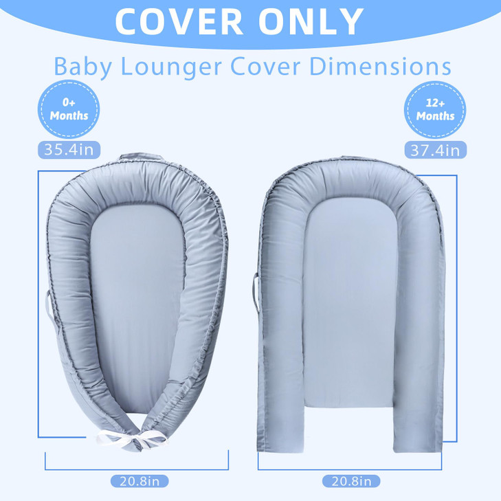 Hooyax Baby Lounger Cover Only, 100% Cotton Newborn Nest Cover, Soft Portable Baby Nest Replacement Cover for Boys Girls, Breathable Infant Lounger C
