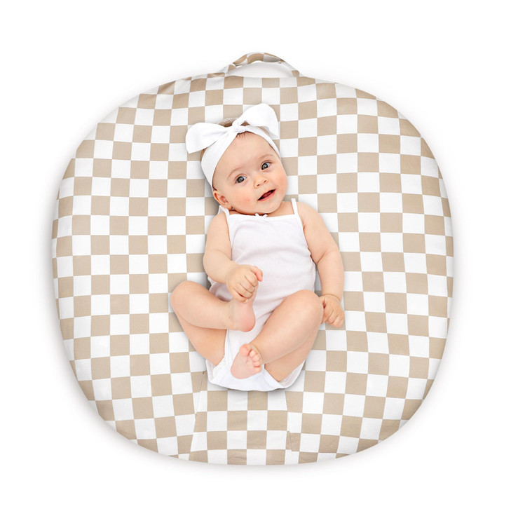 DILIMI Newborn Lounger Cover Removable Cover Ultra Soft Comfortable Lounger Slipcover Removable Cover for Infant Lounger Pillow, Light Brown Checkerb
