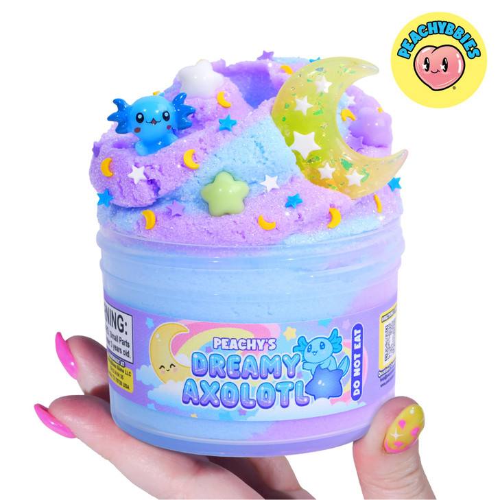 Peachybbies Dreamy Axolotl Cloud Slime - Made in USA Premium, 100% Authentic, 7 oz., Scented for Kids, ASMR, Axolotl Gifts, Slime Charms, Fidget Toys
