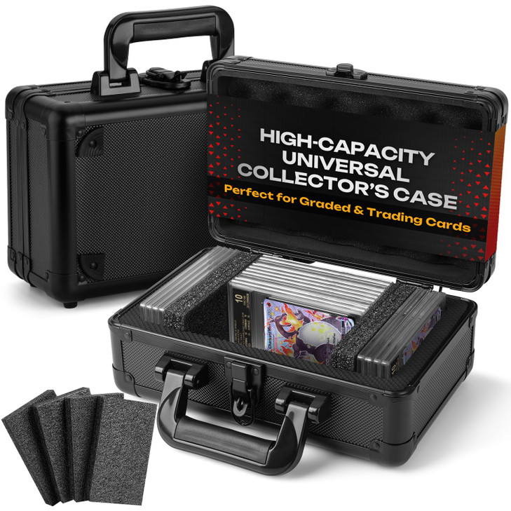 FunGuys Modern Graded Card Storage Box, Black Aluminum, Holds 43 Slabs, Sports & Pokemon Cards, PSA, BGS, SGC, 11 x 7 x 4.7 Inches